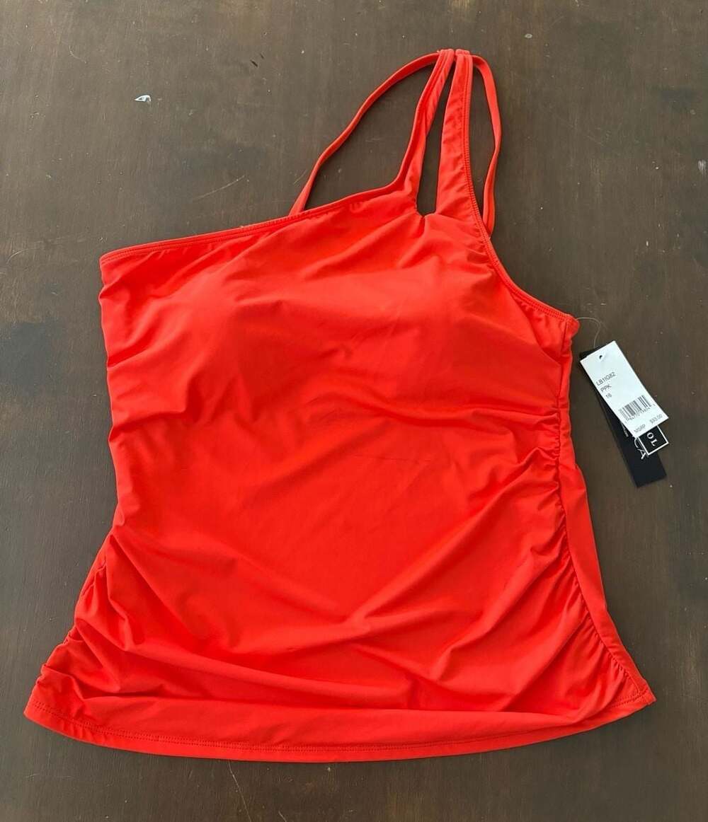 La Blanca Tummy Control One Shoulder Tankini  Top Orange size 16 Bathing Suit